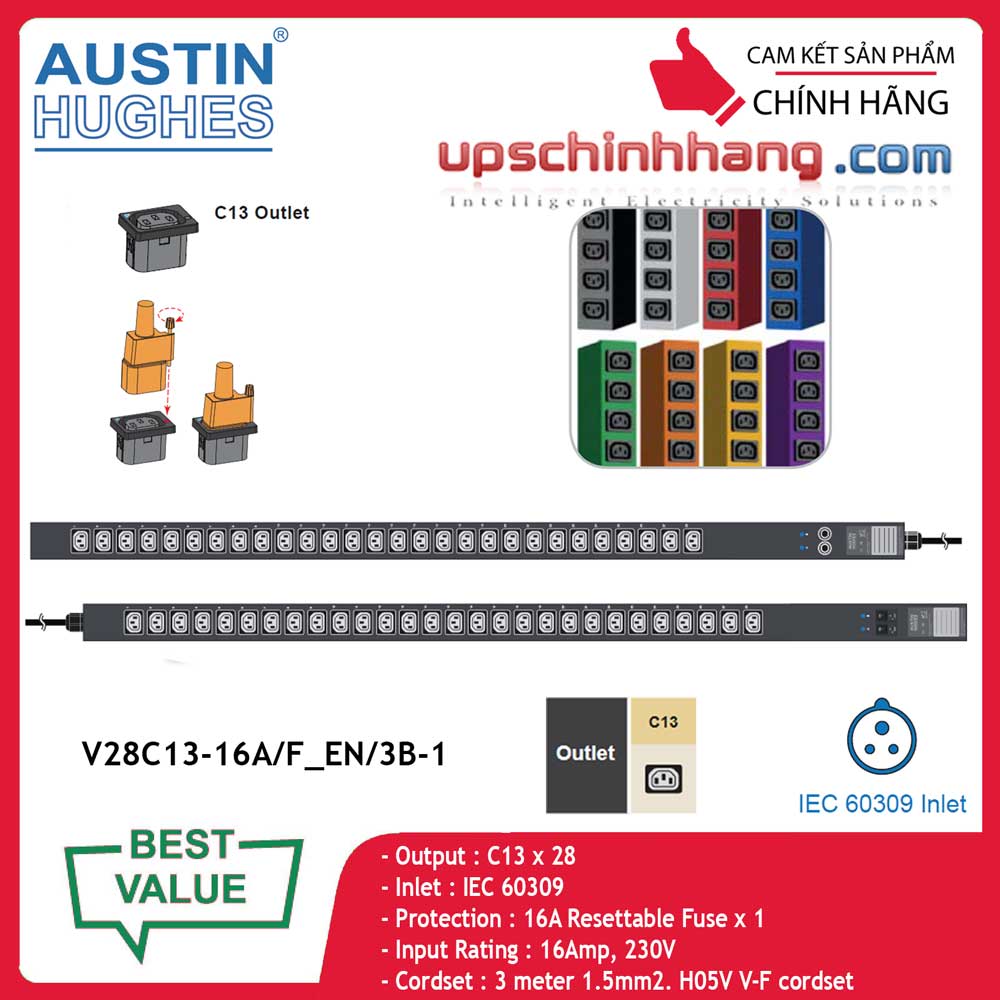 InfraPower 1 phase basic PDU V28C13-16A/F_EN/3B-1