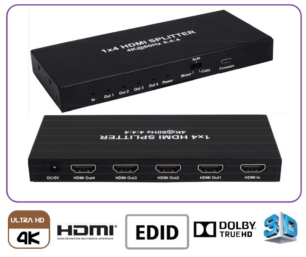 HDMI Splitter Angustos KVS104K6P