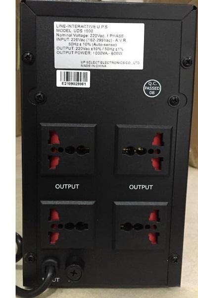 Mặt sau của bộ lưu điện UPS Up Selec UDS1000 Offline 1000VA/600W
