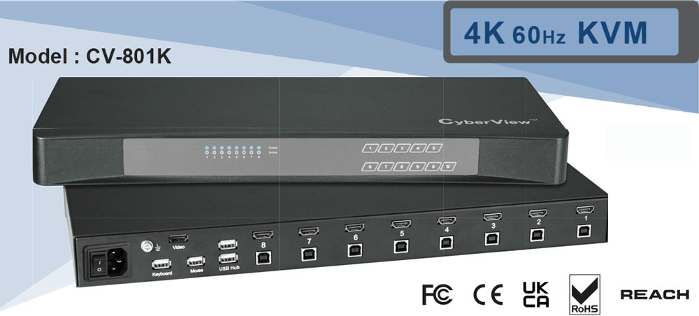 Banner CyberView 8-Port 4K 60Hz KVM Switch (CV-801K)