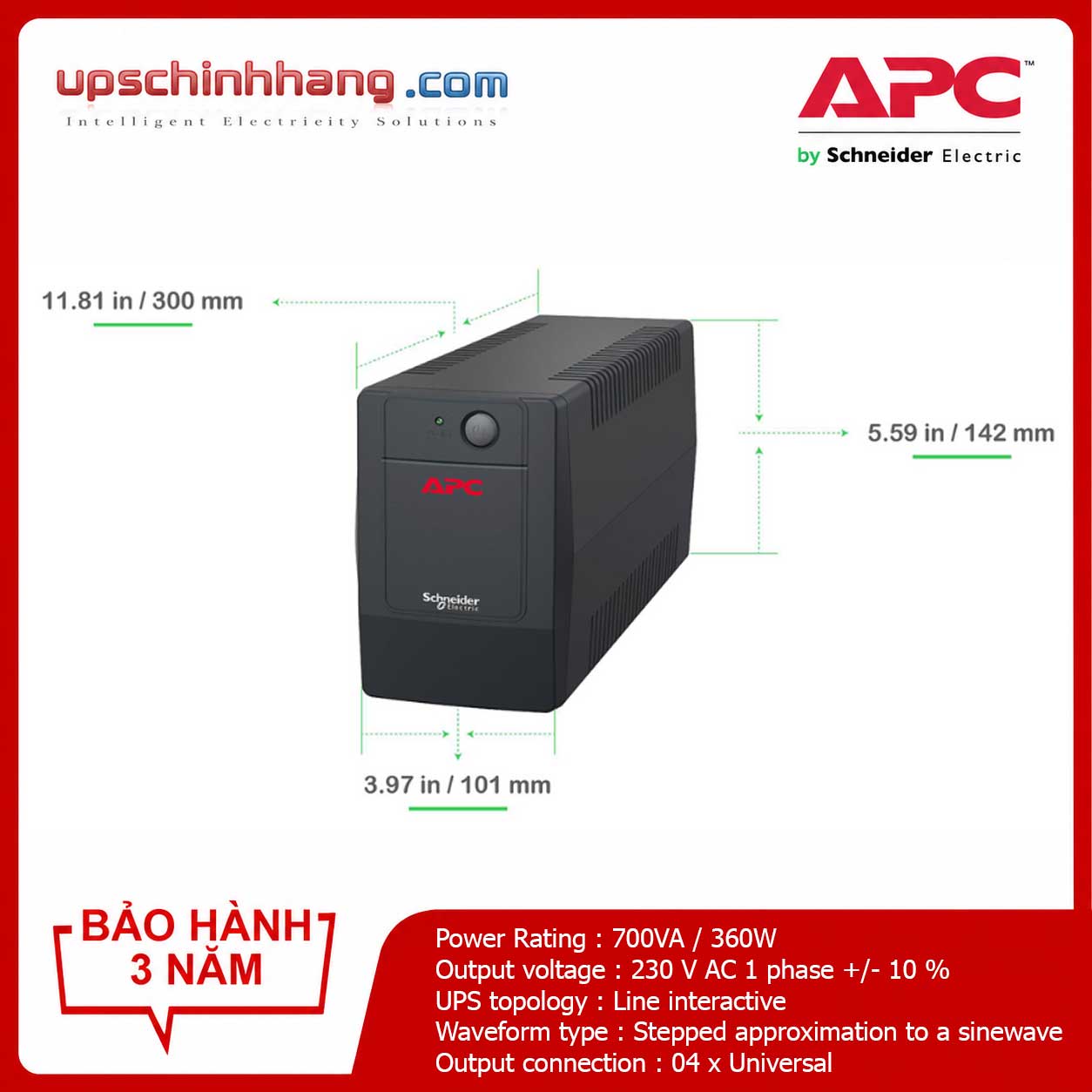 UPS APC BVG700I-MSN 700VA/360W