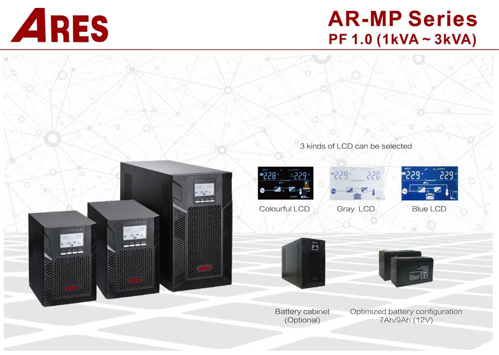 Bộ lưu điện (UPS) ARES dòng AR MP 1kVA-3kVA