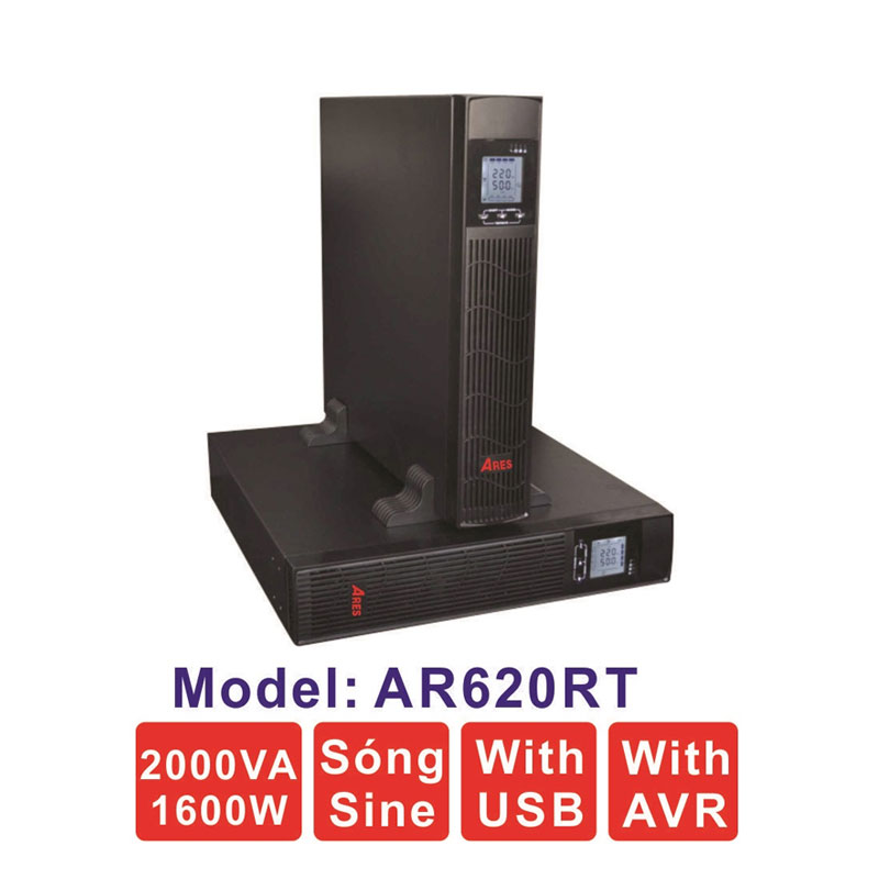 Bộ lưu điện (UPS) ARES AR620RT 2KVA (1600W) Dạng Rack