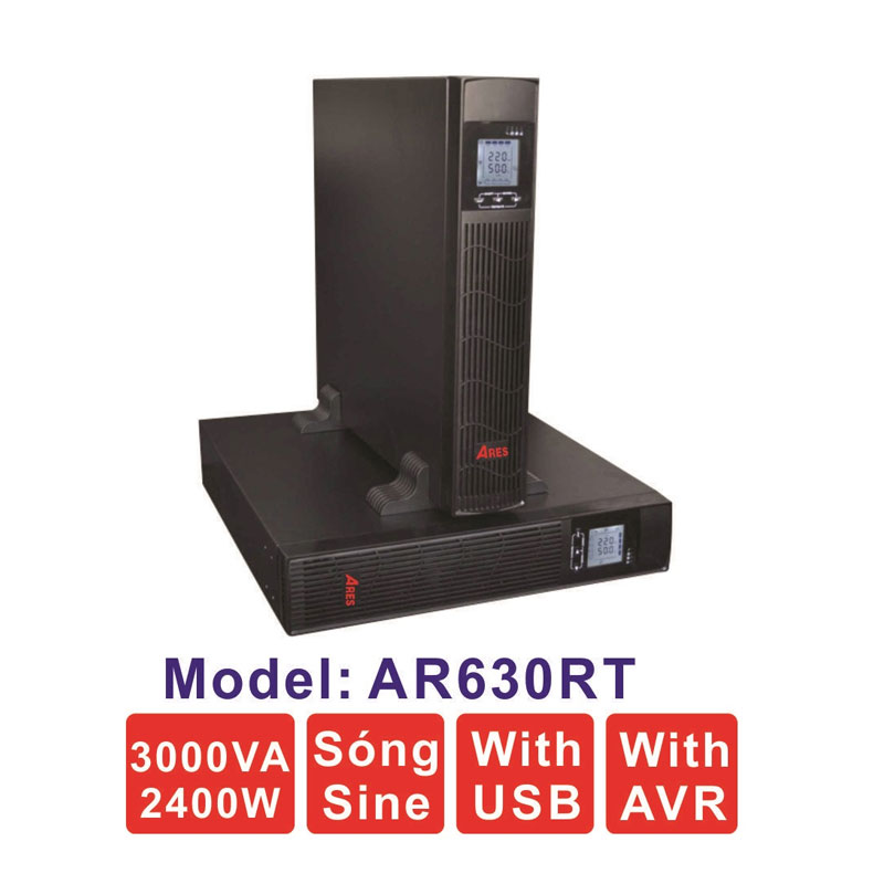 Bộ lưu điện (UPS) ARES AR630RT 3KVA (2400W) Dạng Rack