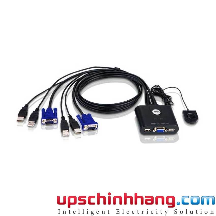 ATEN CS22U - 2-Port USB VGA Cable KVM Switch with Remote Port Selector
