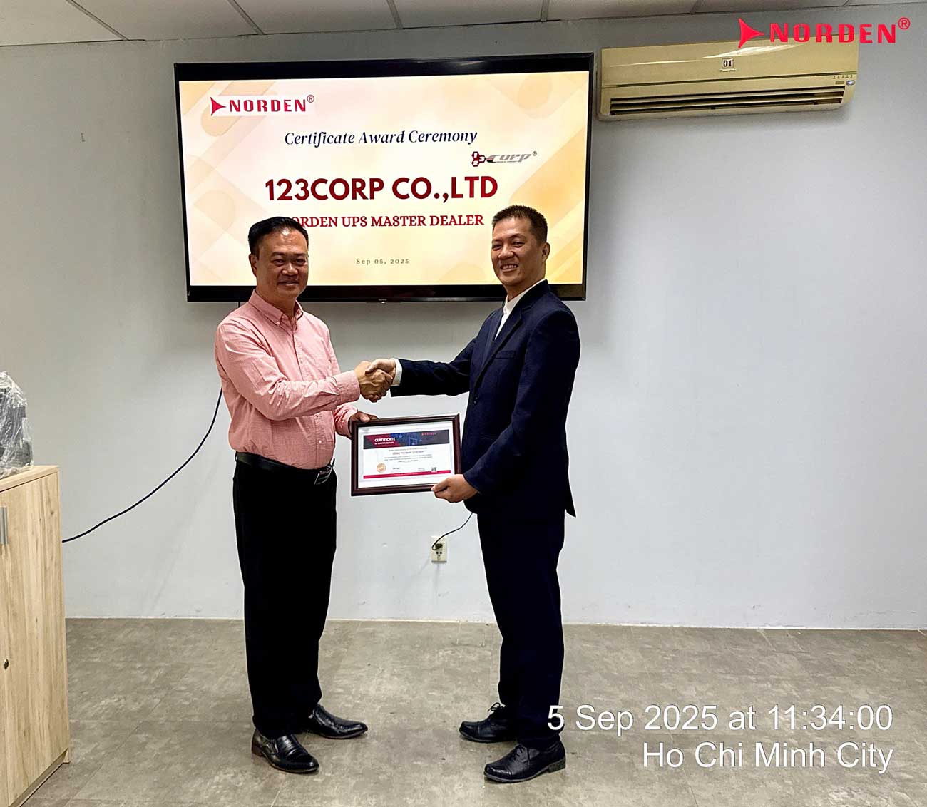 ông Dư Nguyễn Minh Trung nhận Certificate do Hãng Norden cấp ngày 05/09/2025