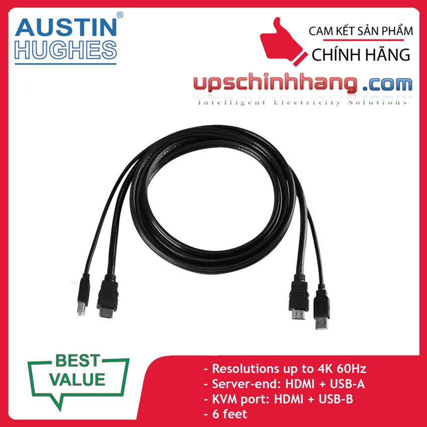 CyberView 4K 60Hz HDMI KVM Cable, 6 Ft (CK-6H)