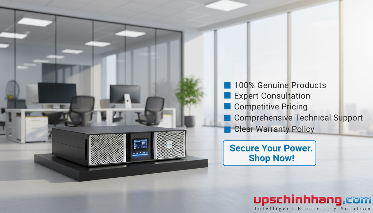 UPS Eaton 9PX5KIRTNG2 chính hãng đặt trong văn phòng, kèm cam kết dịch vụ từ upschinhhang.com