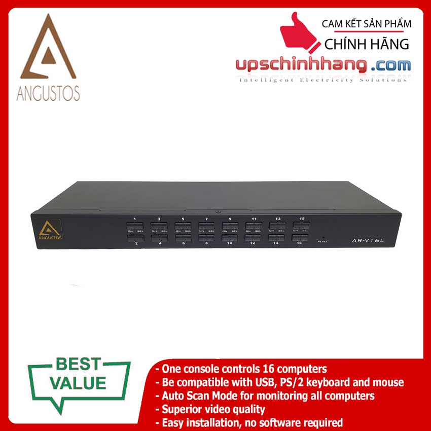 ANGUSTOS AR-V16L - Rackmount - 16 Port VGA KVM Switch