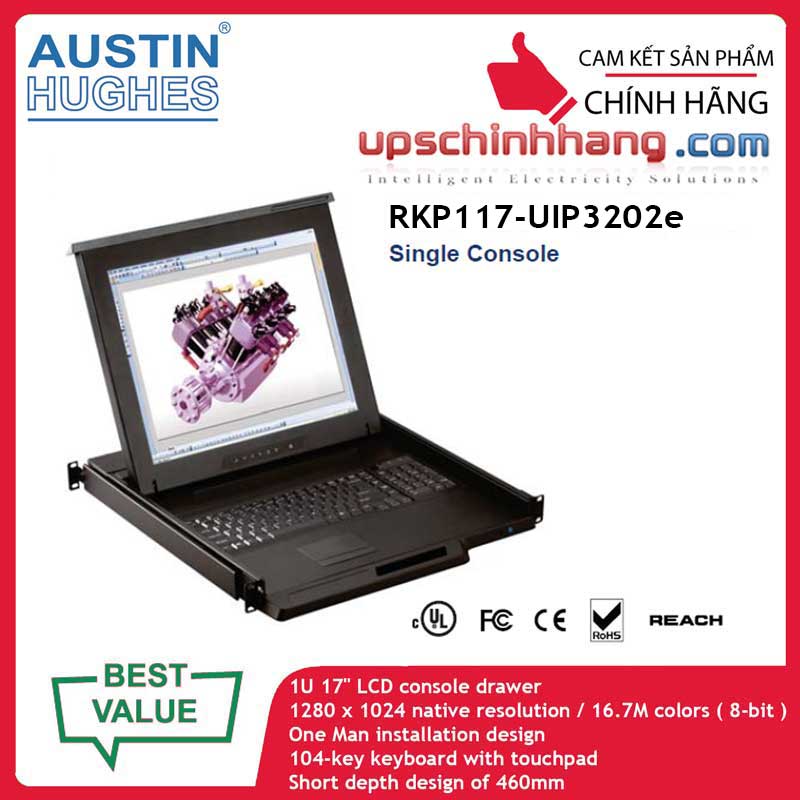 Austin Hughes RKP117-UIP3202e | 17inch LCD Drawer w/32-port Cat6 IP KVM