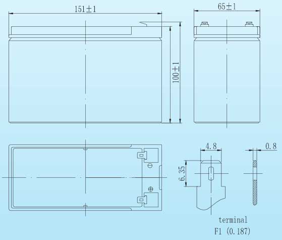 kích thước ắc quy Vision CP1270