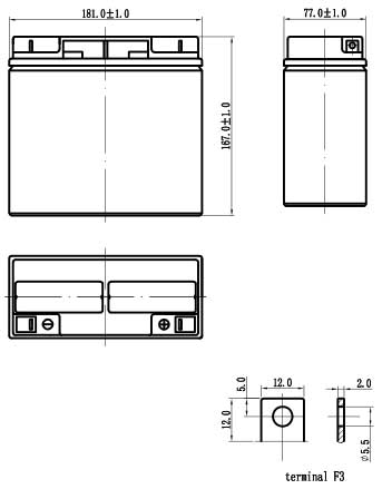 kích thước ắc quy Vision CP12170E