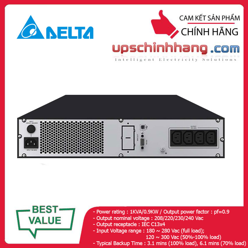 UPS Delta RT-1K Gen3 (UPA102R2RX0B035) Standard Runtime