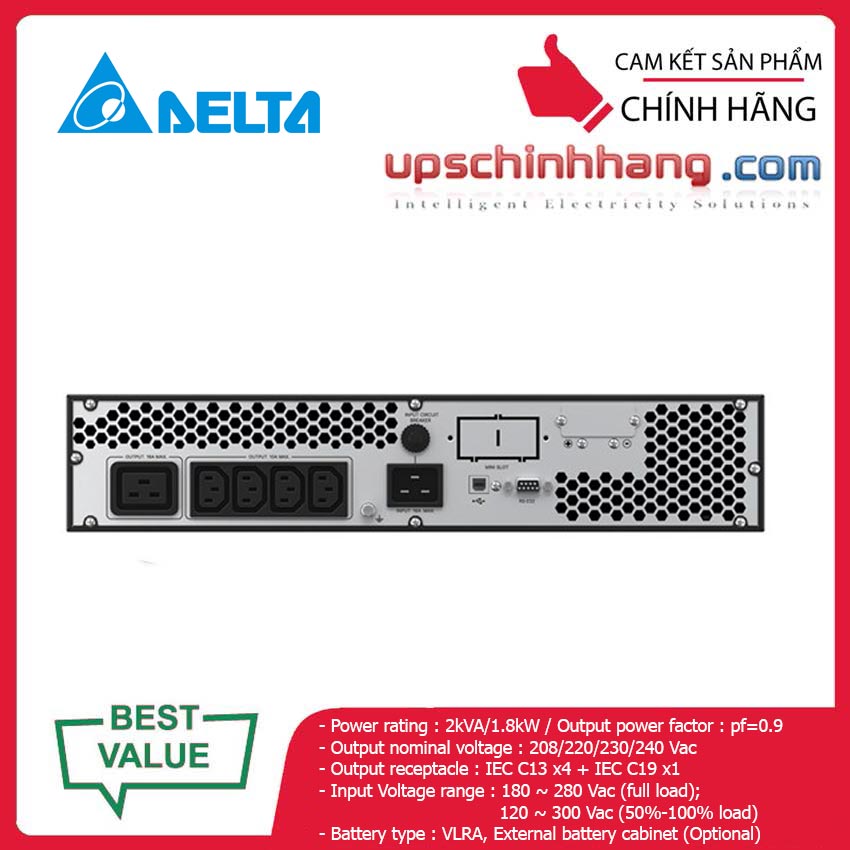 UPS Delta RT-2K Gen3 (UPA202R2RX2N035) Extended Runtime