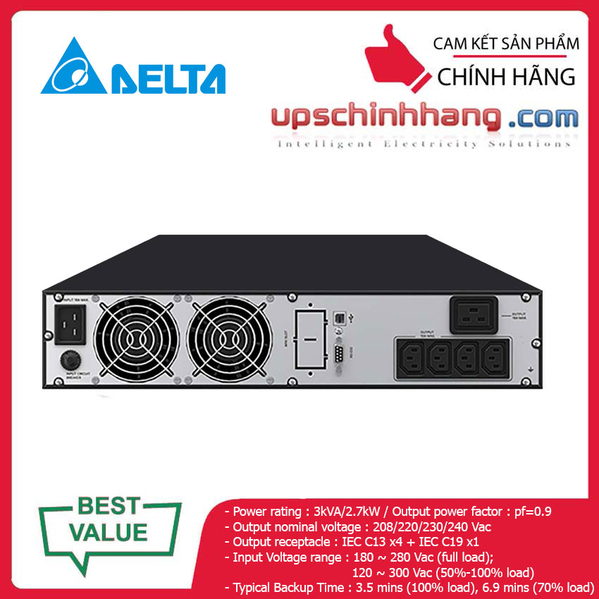 UPS Delta RT-3K Gen3 (UPA302R2RX0B035) Standard Runtime